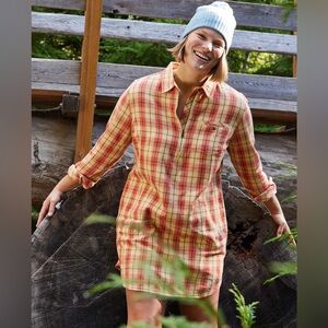 NEW Toad & Co Bodie Quarter Zip Long Sleeve Dress Mini Winterberry Plaid Small